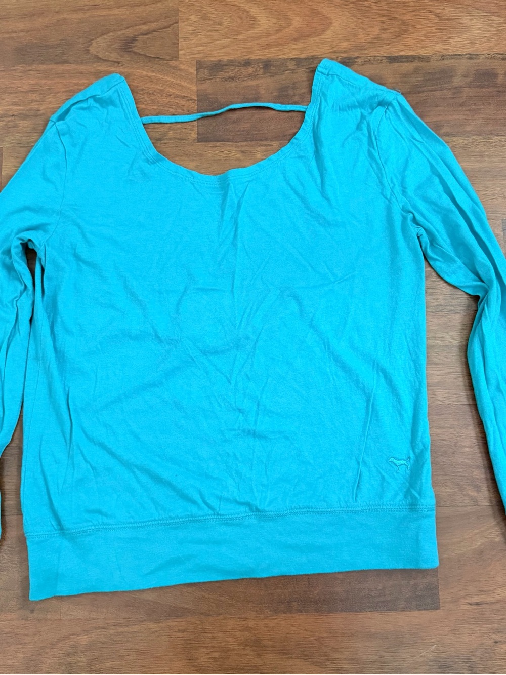 Victoria’s Secret PINK Turquoise Blue Long Sleeve Open Back Top XS